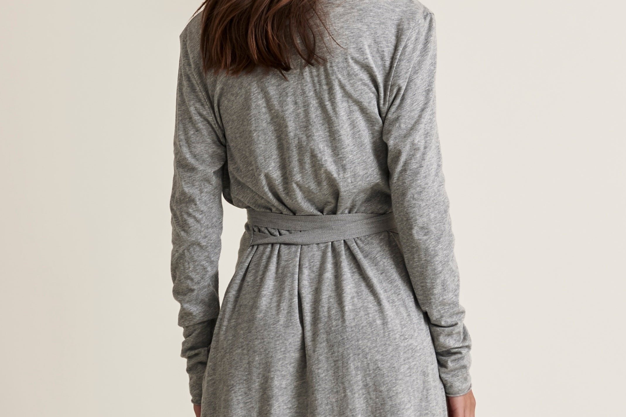 Basic Double Layer Wrap Robe|Heather Grey