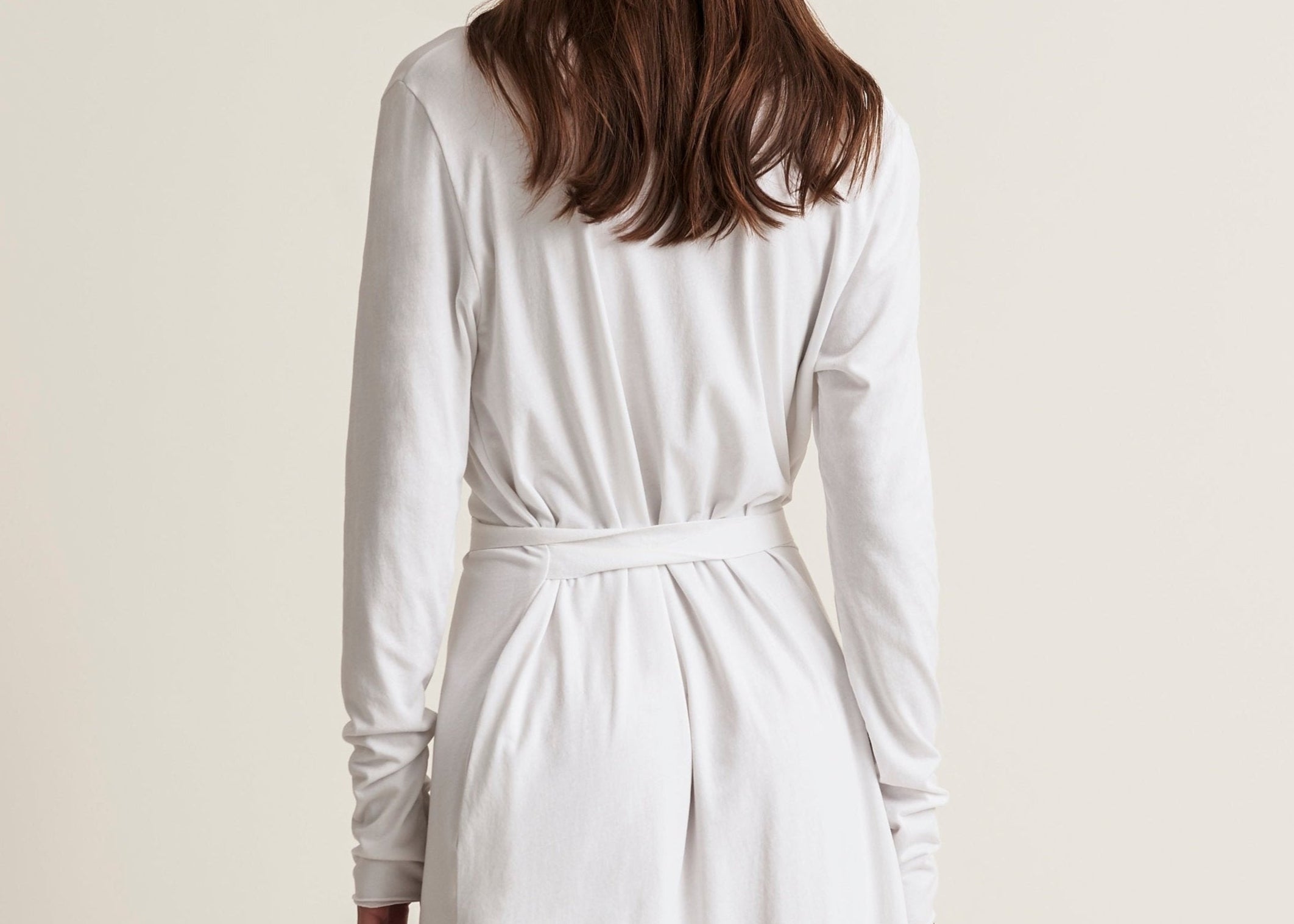 Basic Double Layer Wrap Robe|White